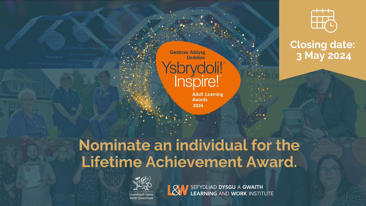 📢We've introduced a special Lifetime Achievement Inspire! Award to recognise individuals who have made a significant and lasting impact on lifelong learning in #Wales. 📥If you know someone who deserves this honour please contact inspire@learningandwork.org.uk to nominate them.