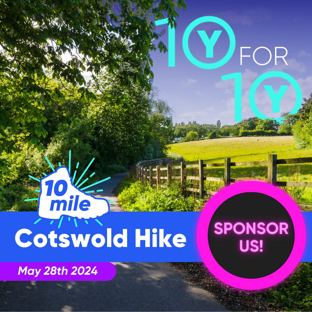 👟 Support and sponsor us! Our team will be hiking 🔟 miles through the Cotswolds countryside as part of our #10for10Challenge. Every donation will help us achieve our social purpose and safeguard children and young people.

Sponsor Us👉ow.ly/rpGW50RgYgA👈

#10YearsOfYgam🎉