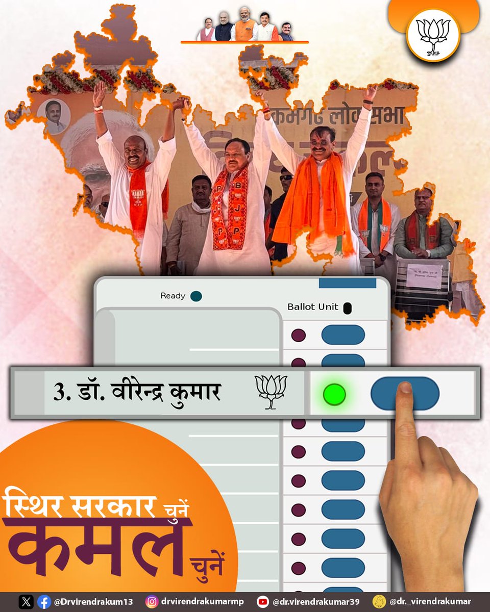 देश की जनता का विश्वास अटल।
विकसित भारत के लिए खिलाना है कमल।।

#TikamgarhLoksabha #MPVotes4Modi #जय_भाजपा_जय_टीकमगढ़ #BJP4TIKAMGARH #सबकी_सरकार_भाजपा_सरकार #लोकसभा_चुनाव_2024 #अबकी_बार_400_पार #PhirEkBaarModiSarkar #BJP4IND #BJPMP