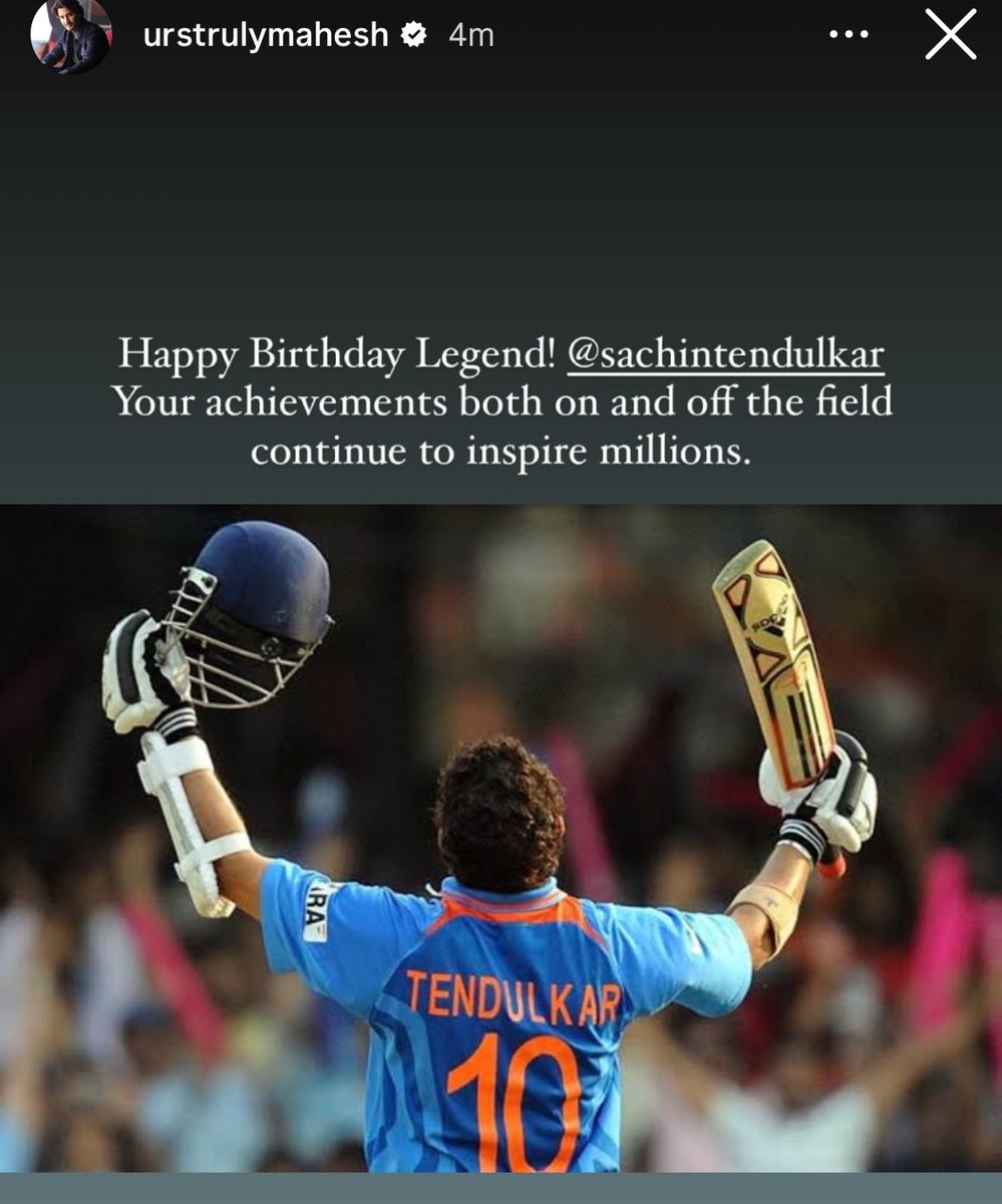 SSMB wishes the legend @sachin_rt a very happy birthday 🥳 

#HBDSachinTendulkar 
#MaheshBabu | My Hero @urstrulymahesh 👑