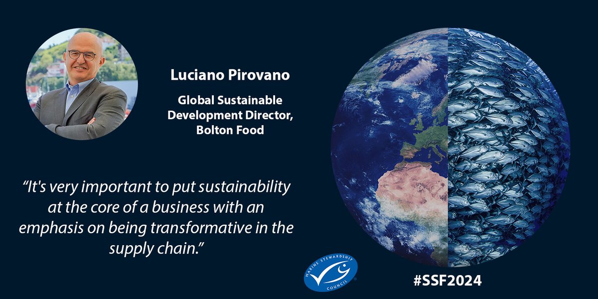 Panelist Luciano Pirovano, Global Sustainable Development Director at Bolton Food said: “It's very important to put sustainability at the core of a business with an emphasis on being transformative in the supply chain.” ➡ bit.ly/MSCSFF #SFF2024 #SustainableFishing