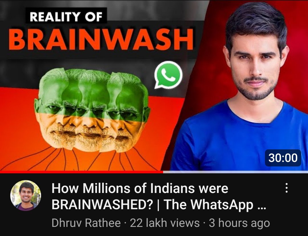 riskky2003's tweet photo. BIG BREAKING ⚡

Dhruv Rathee new video has crossed 2 Million views in just 3 hours and going viral across Social media 

-He has destroyed Aman Chopra

-He has destroyed Amish Devgan

-He has destroyed Sudhir, Arnab, Sweta

This man, single handedly exposed the nexus of BJP and WhatsApp University to brainwash people of India. He has exposed lies of Modi on every issue. 

This video will break all the records of viewership as he has set the target to reach 100 Cr people across platforms. 

#DhruvRathee has launched #mission100crore to achieve the target and expose BJP in every corner of India. 

He is likely to bring new video next weel against lies peddled on Congress Manifesto and Mangalsutra .

#DhruvRathee #Mission100Crore