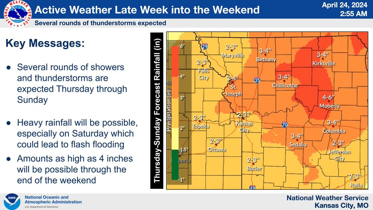 Multiple rounds of shower and thunderstorms will be possible through Thursday night through the weekend. Amounts of 2-4 inches will be possible across the area.