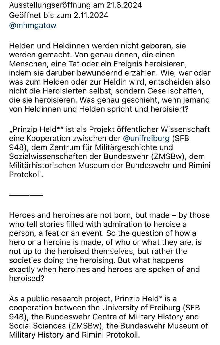 AHemkendreis's tweet photo. Our exhibition on heroes and heroizations as a social phenomena is happening soon! This is the result of twelve years of research @FreiburgUni. See you in Gatow! 🤩🦸♀️
#sfb948 #Heroes #heroizations #figuresofchange #climatechange #engagedhumanities https://t.co/cwqLhTybEg