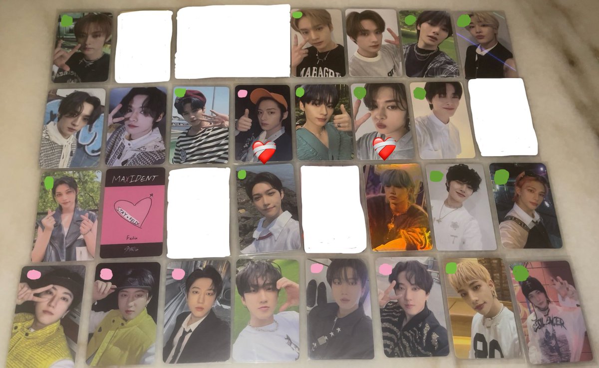 WTS 
Pic 1 all QYOP follow mp, no lowball
Marked ❤️‍🩹=defect
Pic 1 with pink dot quote >RM100 &  need to tie 3 pcs (tie with pink dot from pic 2)
Prior to take more, Pic 2 no need tie
Pic 2:
pink dot =RM18
No dot = RM23
Green dot =RM28
Exc postage
#pasarskz #pasarstraykids #wtsskz
