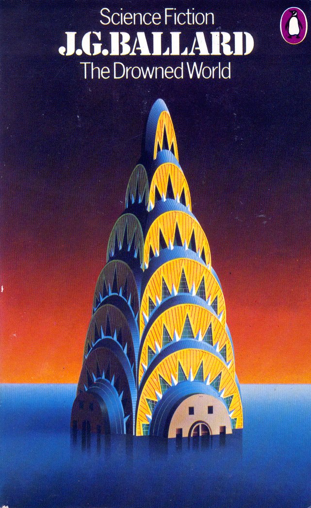 J. G. Ballard, The Drowned World, Penguin, 1974. Cover: David Pelham. #BookCover #DavidPelham #Penguin #PostApocalypse #ClimateChange #flooding #EcologicalDisaster #70sscifiart @thatsgoodweb @afrocosmist @70sscifi @retroscifiart @doberes