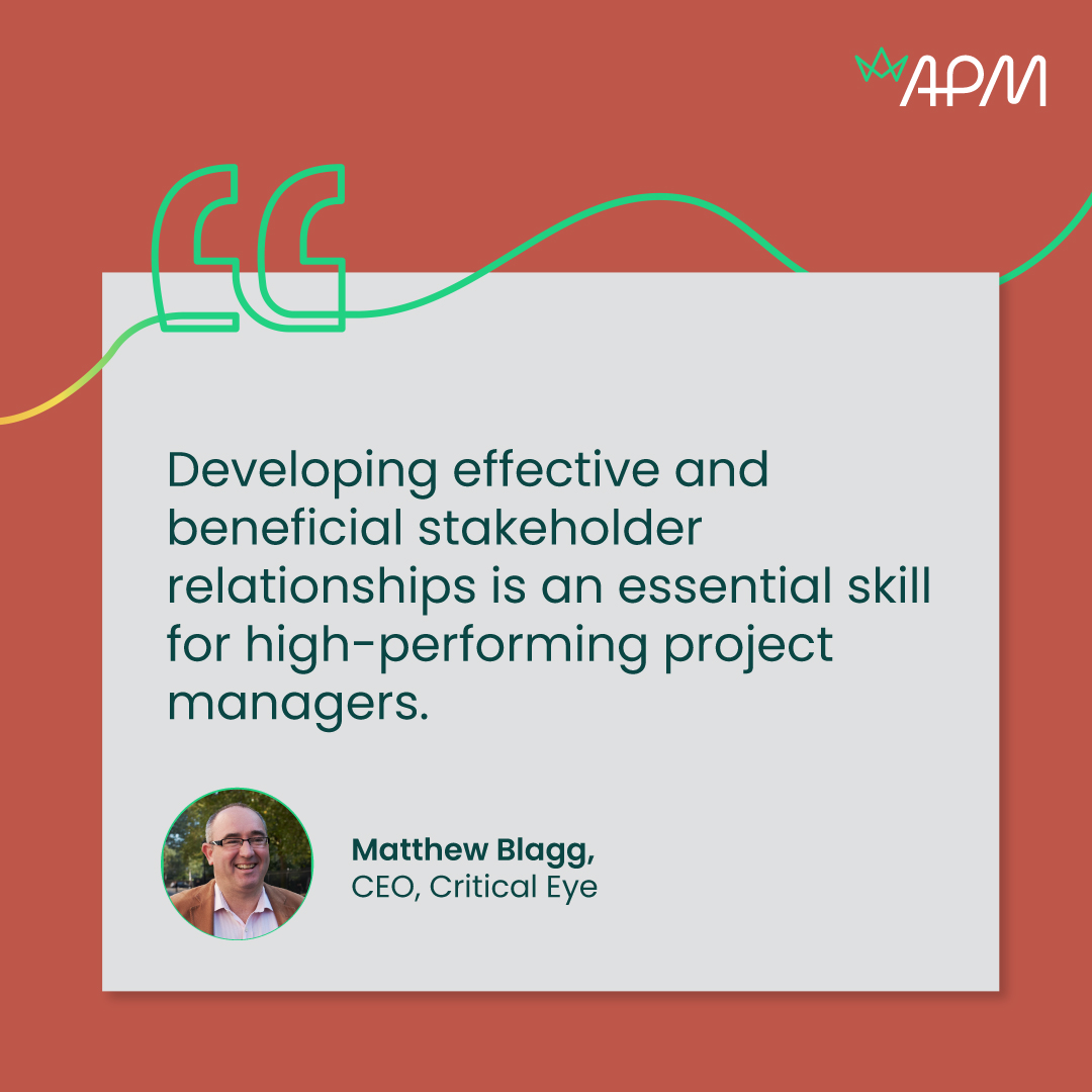 APMProjectMgmt's tweet image. Mastering #stakeholder relations is key for #projectmanagers striving for success. Influence isn't about power, but about fostering collaboration to achieve deadlines and budgets. Learn more from Matthew Blagg: bit.ly/49Q4Zdu