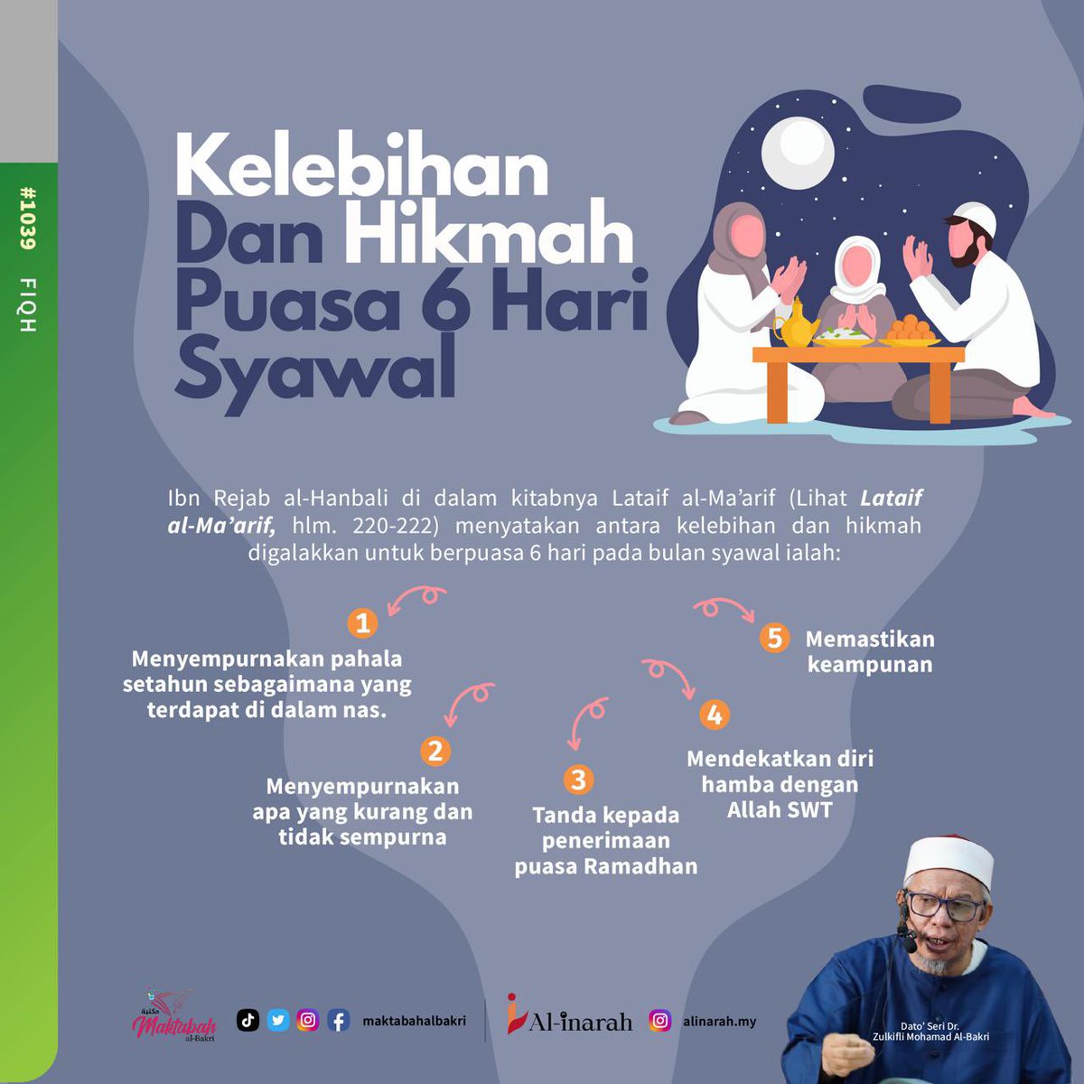 Kelebihan dan Hikmah Puasa 6 Hari Syawal 🔗 maktabahalbakri.com/1039-kelebihan… ******************** Kami amat mengalu-alukan sumbangan anda untuk penyelenggaraan operasi Maktabah Al-Bakri. Salurkan sumbangan anda ke akaun Maybank 555108341246 atau tekan pautan billplz.com/medialalbakri