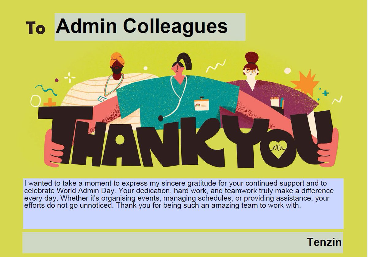 Tenzin YW (བསྟན་འཛིན།) 🇧🇹 🇬🇧 🇦🇺 (@htnsl) on Twitter photo I wanted to take a moment to express my gratitude to all our admin colleagues at <a href="/RoyalDevonNHS/">Royal Devon NHS</a> and to celebrate World Admin Day. Your dedication, hard work, and teamwork truly make a difference every day. Thank you for what you do! 👏#ThankYouRoyalDevonAdmin I wanted to take a moment to express my gratitude to all our admin colleagues at <a href="/RoyalDevonNHS/">Royal Devon NHS</a> and to celebrate World Admin Day. Your dedication, hard work, and teamwork truly make a difference every day. Thank you for what you do! 👏#ThankYouRoyalDevonAdmin