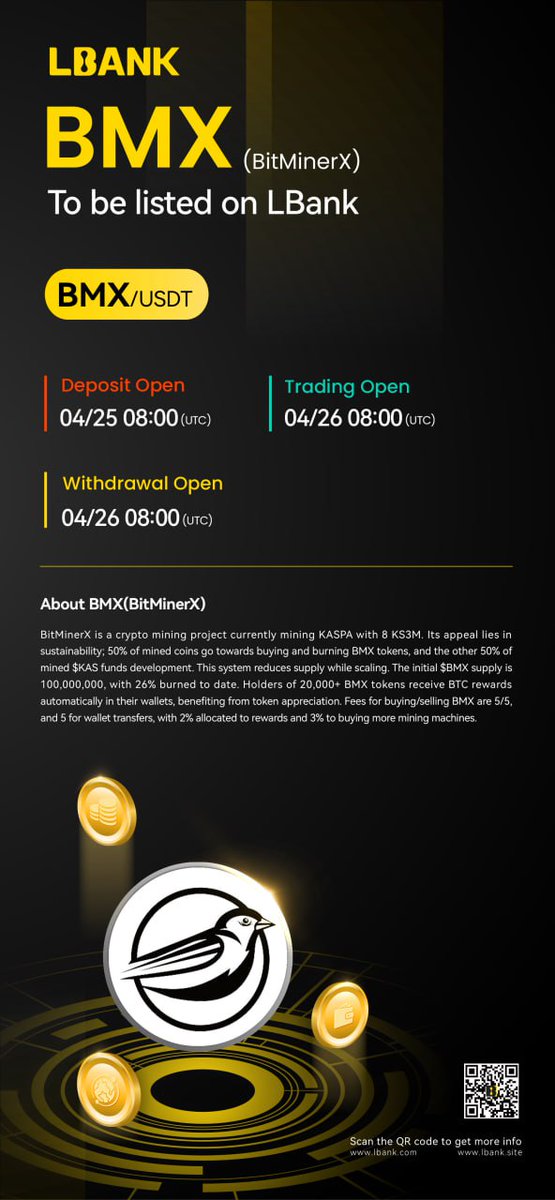 BitMinerX's tweet photo. Ready for the first listing?
#BMX #LBank https://t.co/T4bKKSpe6f