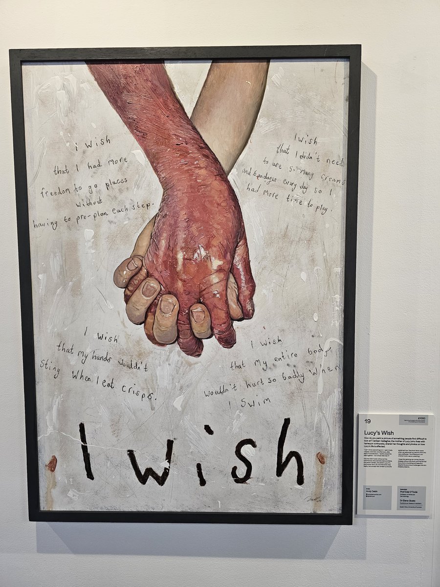 Andy Dakin won the first artist's prize for Lucy's Wish which illustrates the visible difference and difficulties encountered through the eyes of a young girl with severe ichthyosis. Looking forward to @camraredisease in Nov. #raredisease #LATSS2024 @ISG_Charity @lifearc1