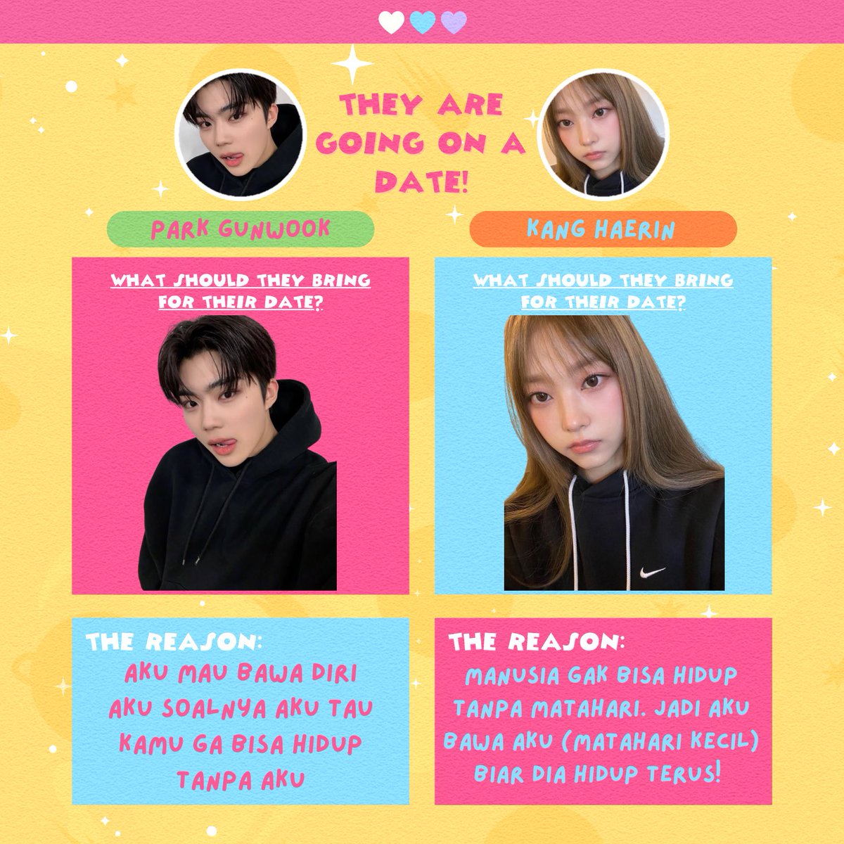 rviki's tweet photo. @YouthofLoves Female slot, Kang Haerin (@WandererVals) &amp; Male slot, Park Gunwook (@siailors) 

@WandererChel @TrickLeehan @TreatNaeon @AyinRanger @WandererNiel https://t.co/9NtbqkNDpV