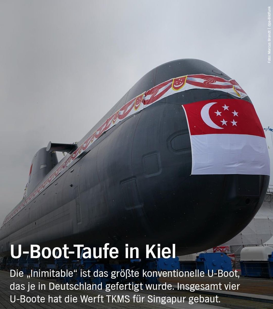 Das 70 Meter lange U-Boot wird nach weiteren Tests im kommenden Jahr nach #Singapur überführt. 🇸🇬
