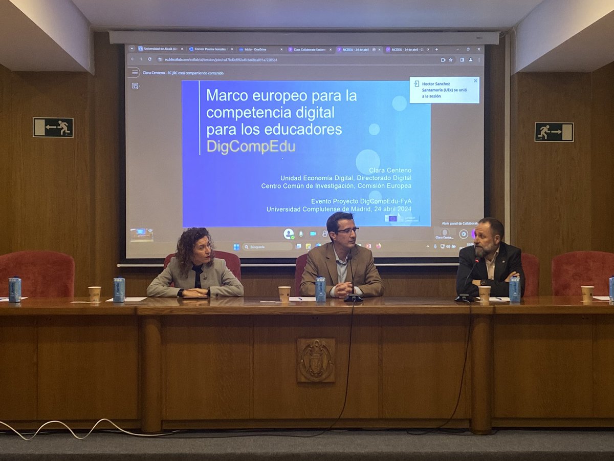 lindacq's tweet photo. Empezamos la jornada de presentación del marco de competencia digital docente universitario del proyecto #digcompedufya en la UCM streaming disponible en https://t.co/iIn8H1hqyo https://t.co/2FMUVNNahB