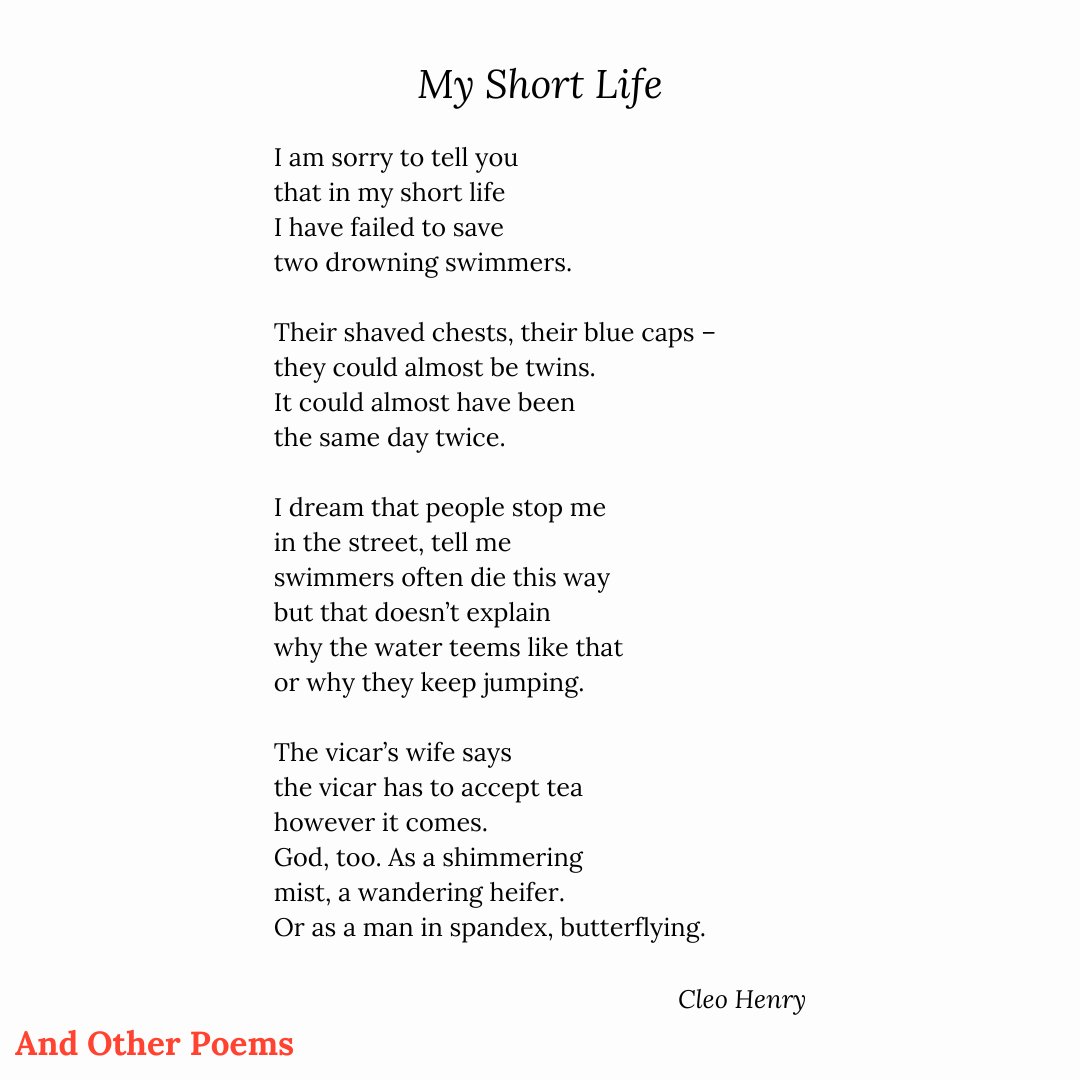 Cleo Henry's (@CleoHenry19) 'My Short Life', from Issue Three of And Other Poems. Read the rest of the issue on our website.