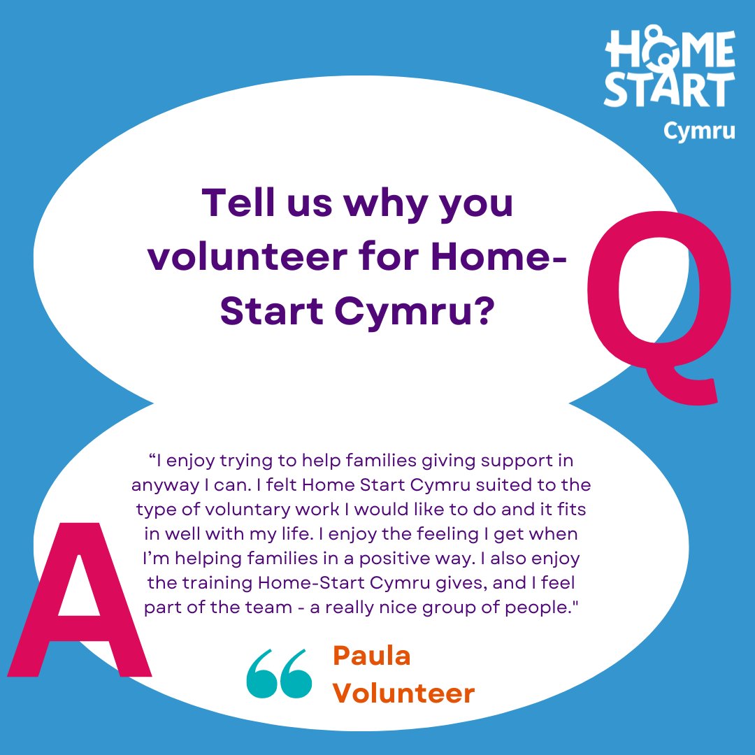 Why do our #HomeStartCymru volunteers do what they do? Here is what Paula had to say…. ------ Pam mae ein gwirfoddolwyr #HomeStartCymru yn gwneud yr hyn maen nhw'n ei wneud? Dyma beth oedd gan Paula i'w ddweud....