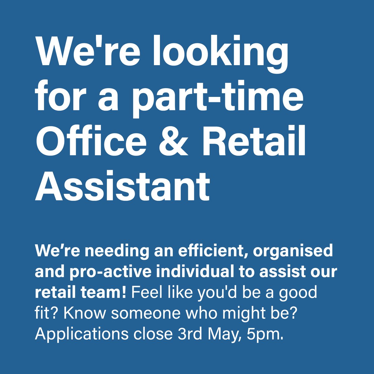 We're looking for a part-time sales & retail assistant! Could you be that person? Know someone who might be? Please share widely 🙏 Deadline is 03/05, 5pm 🕔 glasgowwood.org.uk/vacancy-part-t… @glasgowcvs @ncwrp @circularcomscot @livingwagescot