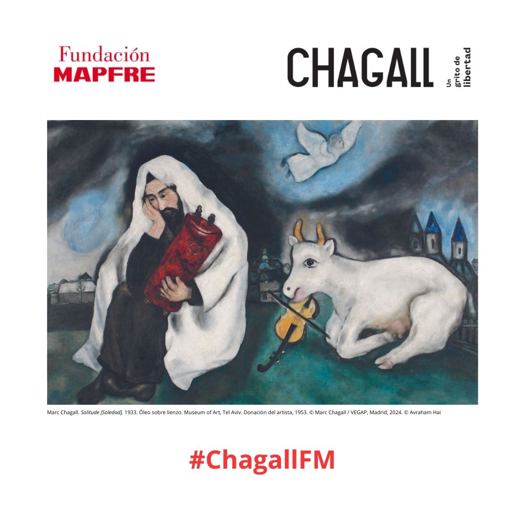 🧐🖼 En 1933, fecha de esta pintura, el partido nazi había accedido al poder en Alemania. En este contexto Marc Chagall sintió, una vez más, la amenaza del antisemitismo expandiéndose por Europa. Profundiza en el significado de esta obra visitando #ChagallFM hasta el 5 de mayo 📍