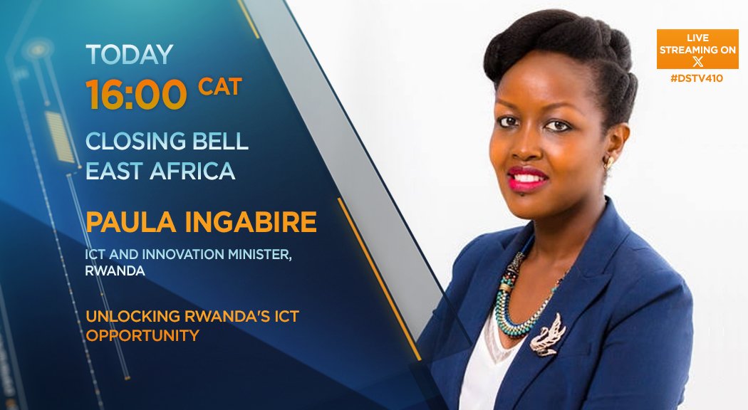[WATCH] Today on #CBEA: Unlocking Rwanda's ICT opportunity. We're joined by Paula Ingabire (@MusoniPaula), Minister of ICT & Innovation @RwandaICT to discuss more. Tune into  at 16h00 CAT or watch the live stream on X.