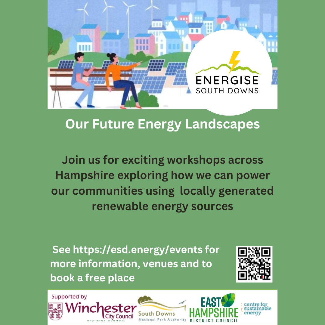 How might your communities meet their energy needs with locally generated renewable energy? Join @energisehello Energise South Downs for a workshop on how we can power our community using #RenewableEnergy sources. Learn about the benefits of locally generated power. #southdowns