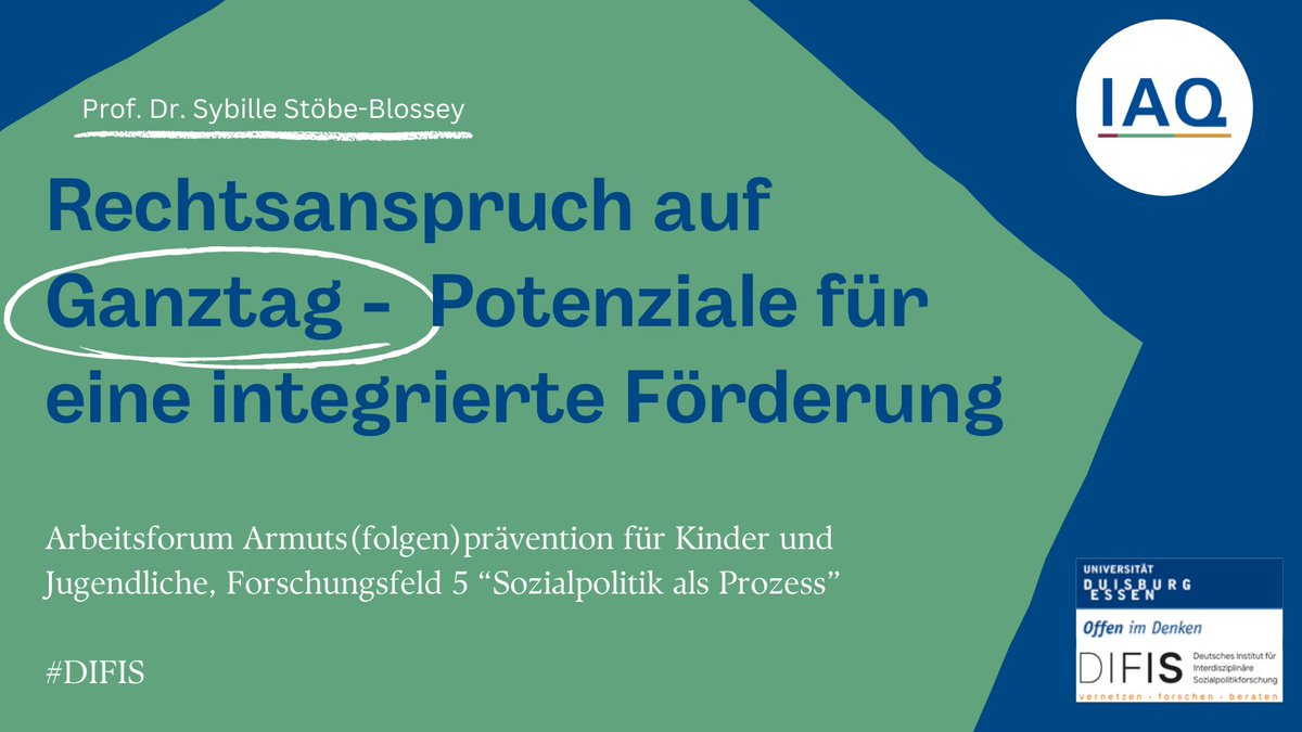 BEST_IAQ's tweet photo. Prof. Dr. Sybille Stöbe-Blossey beleuchtet heute im digitalen #Wissenschaft-#Praxis-#Dialog des Arbeitsforums #Armuts(folgen)prävention für Kinder & Jugendliche am @difis_org die
Bedeutung des #Ganztag|s für die Verknüpfung von #Bildung & #Prävention für Grundschulkinder https://t.co/41bdZxyt5L