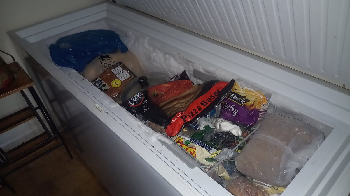 Figured out that hoarfrost preserves temperature while the power is out.

Can't fit anything else into that freezer.