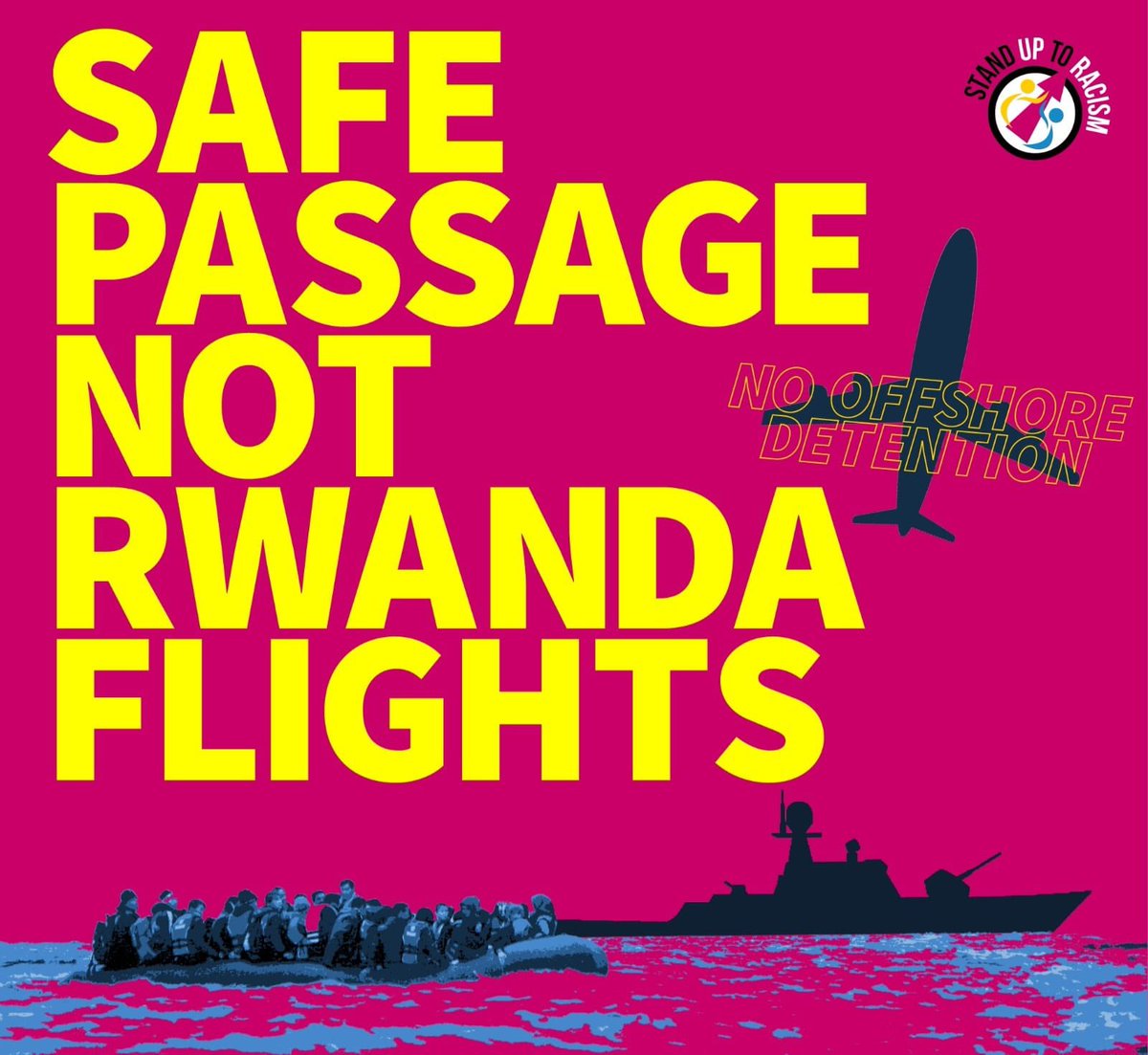 AntiRacismDay's tweet photo. As more asylum seekers die - including a 7 year old girl - whilst attempting to cross the Channel, hours after the Rwanda Bill was passed, we say “safe passage not Rwanda flights” #StopRwanda #RefugeesWelcome #SafePassageNow https://t.co/OvEFdnl89Q