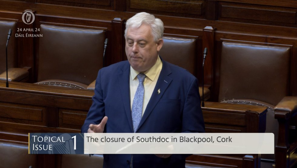 #Dáil Topical Issue 1: Deputy Thomas Gould @ThomasGouldSF - To the Minister for Health - To discuss the closure of Southdoc in Blackpool, Cork. #SeeForYourself bit.ly/2wRX0Aj