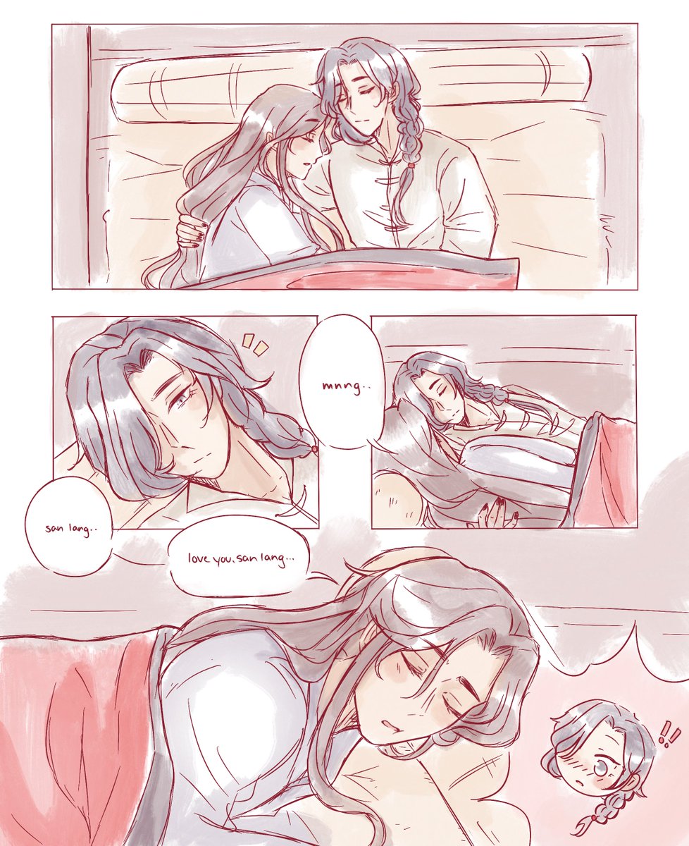 xie lian's sleep talk 💤🥟 for @TGCFAction 
his favorites revealed: hua cheng and steamed buns 

thank you for donating and for the adorable prompt, @chickadem !! 
#hualian #花怜 #tgcf 