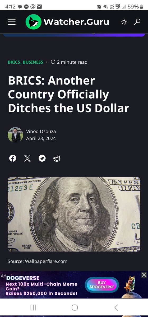 BRICS: Another Country Officially Ditches the US Dollar The Biden administration wants to lose the world reserve status, This will likely cause hyperinflation. watcher.guru/news/brics-ano…
