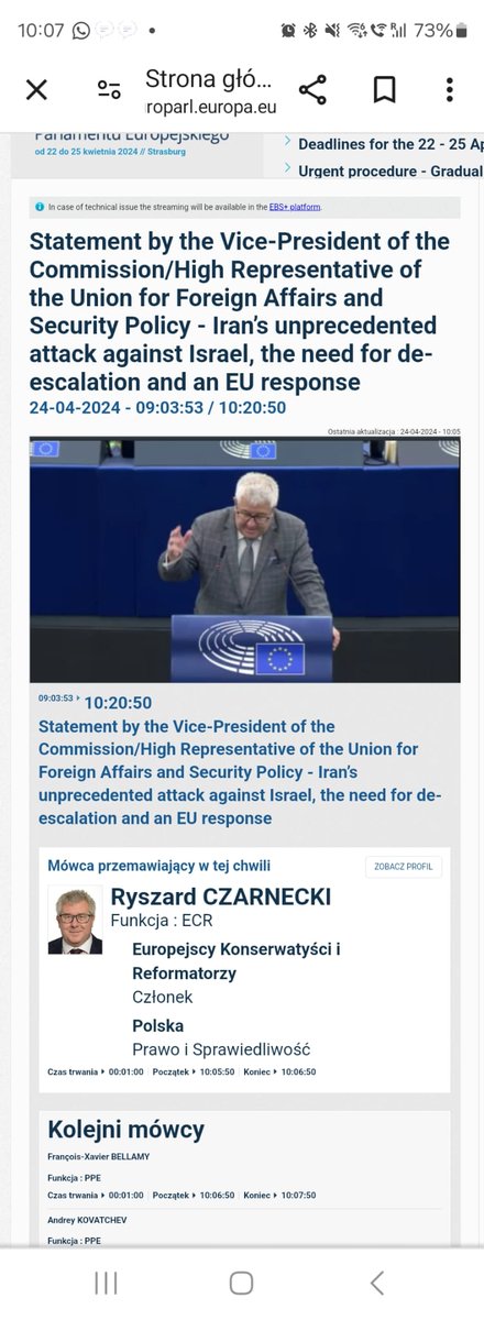 My speech after the statement by High Rep.of the🇪🇺for Foreign Policy @JosepBorrellF about 🇮🇷’s attack againts🇮🇱.I highlighted the🇮🇷regime is active part of the two main wars(f.e.🇷🇺-🇺🇦)that are threatening peace. @eu_eeas @EP_ForeignAff @IsraelinEU @PMOIndia @Maryam_Rajavi @Tysol