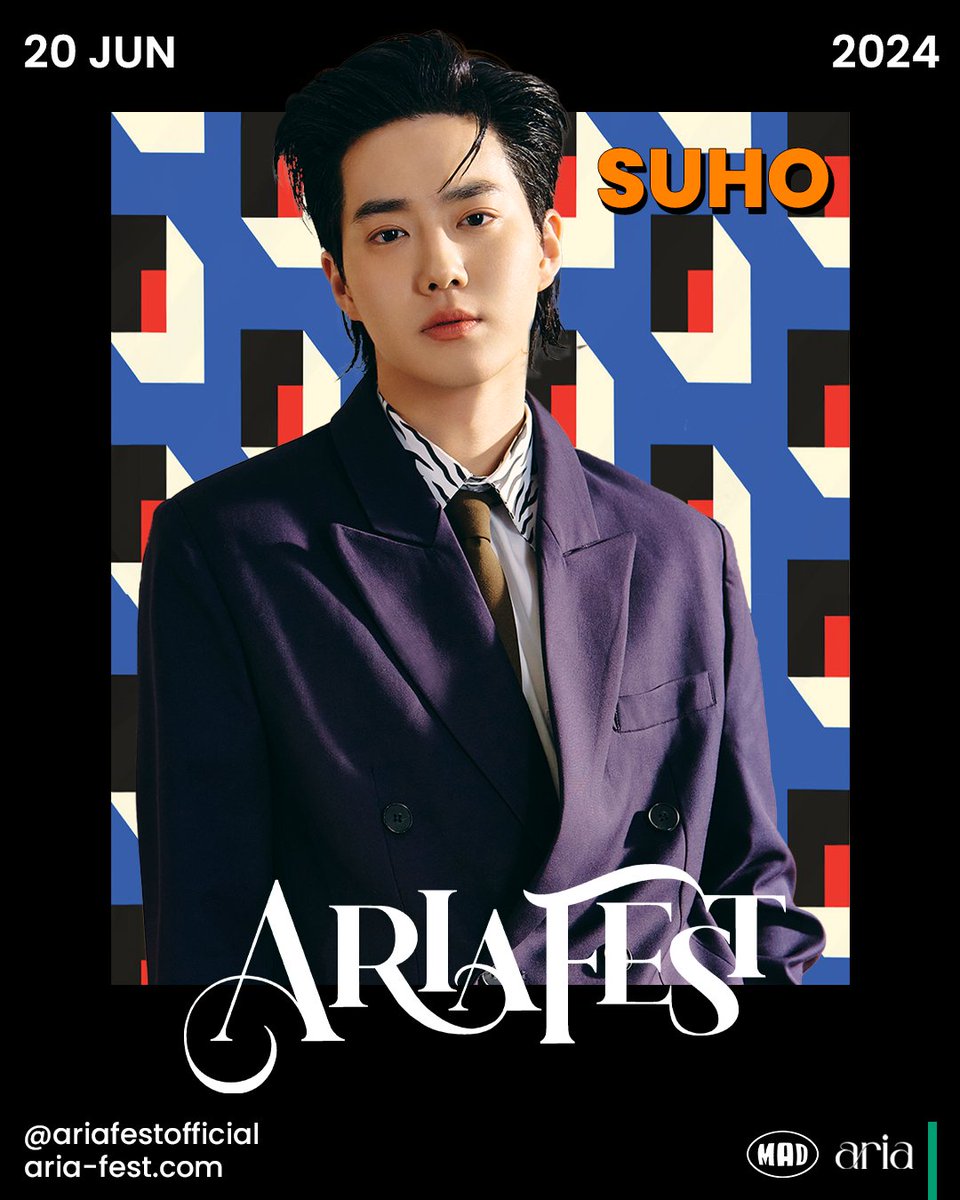 We are thrilled to reveal that Suho, the leader of global phenomenon K-Pop group, @weareoneEXO, will be the first headliner of Aria Fest 2024! 
Live at Faliro Arena, Greece June 20th!
#AriaFest2024 #SUHOinAthens #SUHO #EXO #weareoneEXO #AriaGroup #MAD #KPWG #KpopworldGreece