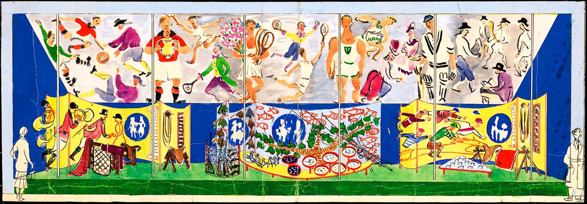Dorrit Dekk designed this mural for the Sports area in the People at Play section, Festival of Britain Land Travelling Exhibition, 1951. #sportarchives @arascot #archive30 ID: DDK/8/1