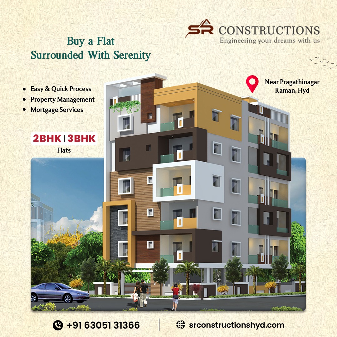 Buy a Flat  SURROUNDED with Serenity, Enjoy an easy and quick buying process, property management, and mortgage services. Choose from 2BHK and 3BHK flats at Pragathi Nagar, Khaman. Your peaceful oasis awaits! 

🌐  srconstructionshyd.com

#SRConstructions #2BHKFlats #3BHKFlats