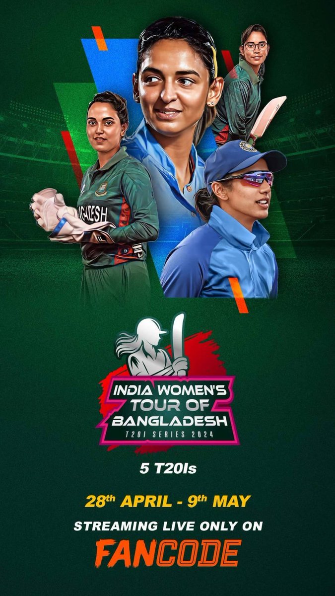 Remember the intense clashes from the last tour? Get ready for another thrilling showdown between India and Bangladesh Women's teams, starting April 28. #BANvINDonFanCode bit.ly/BAN-vs-IND-Wom…