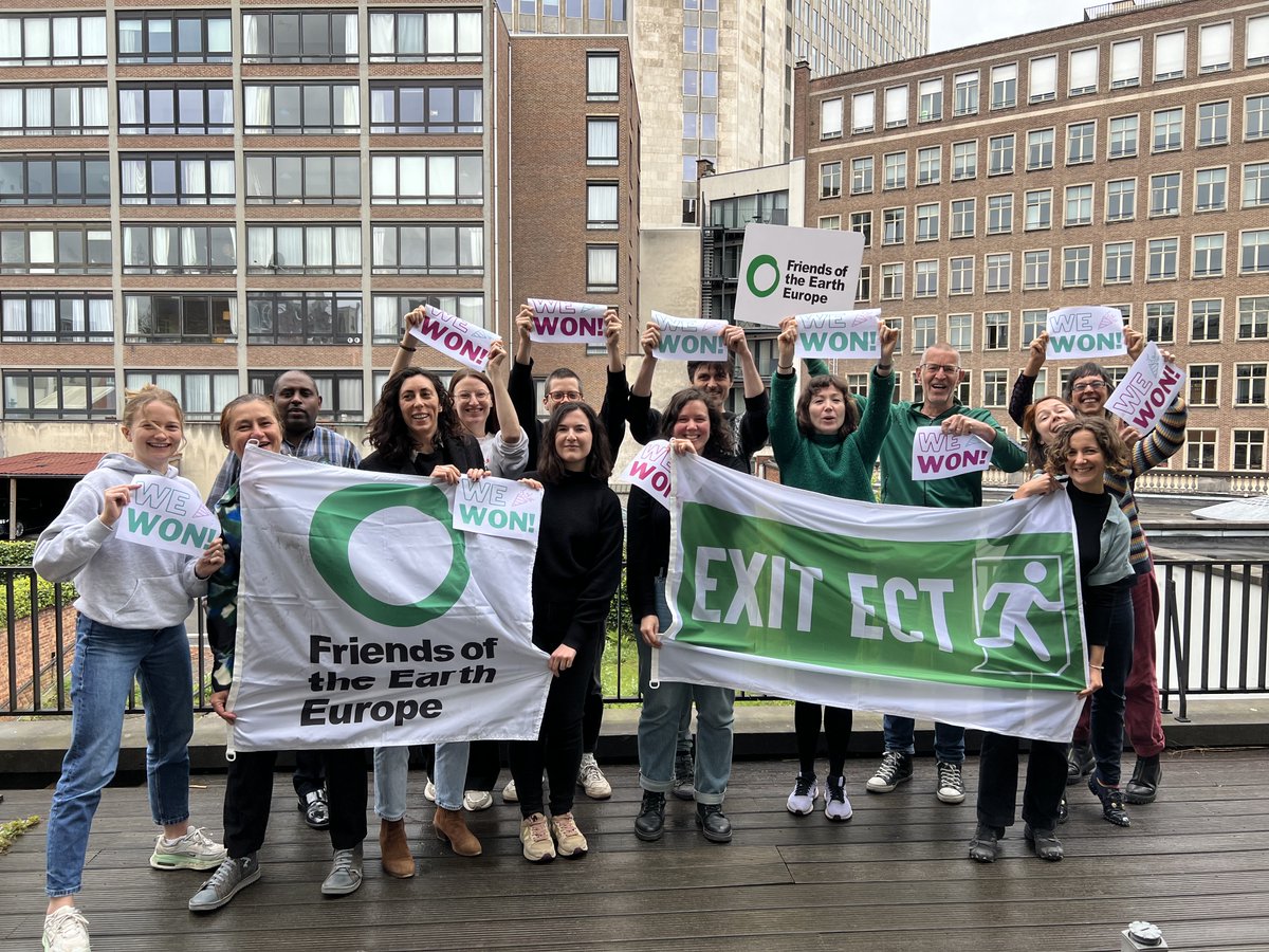 🟢 BIG WIN 🎉 EU Parliament votes to #ExitECT! Today shows #PeoplePower can win even over big corporations. We're one step closer to breaking free from fossil fuels!✊ And don't worry, we'll keep pushing for clean energy, revising our trade system and for #ClimateJustice 😉