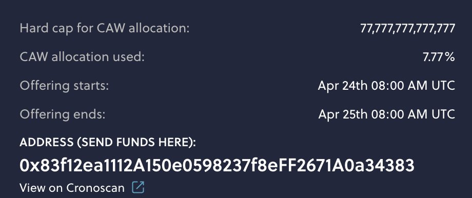 Mamma Mia💃💃💃

$CAW allocation used 7.77%