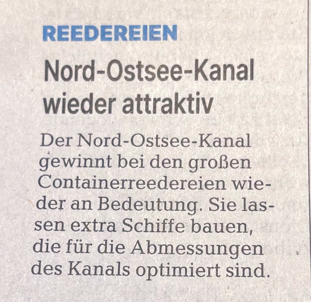 Frohe Kunde für den Nord-Ostsee-Kanal. Quelle: @kn_online