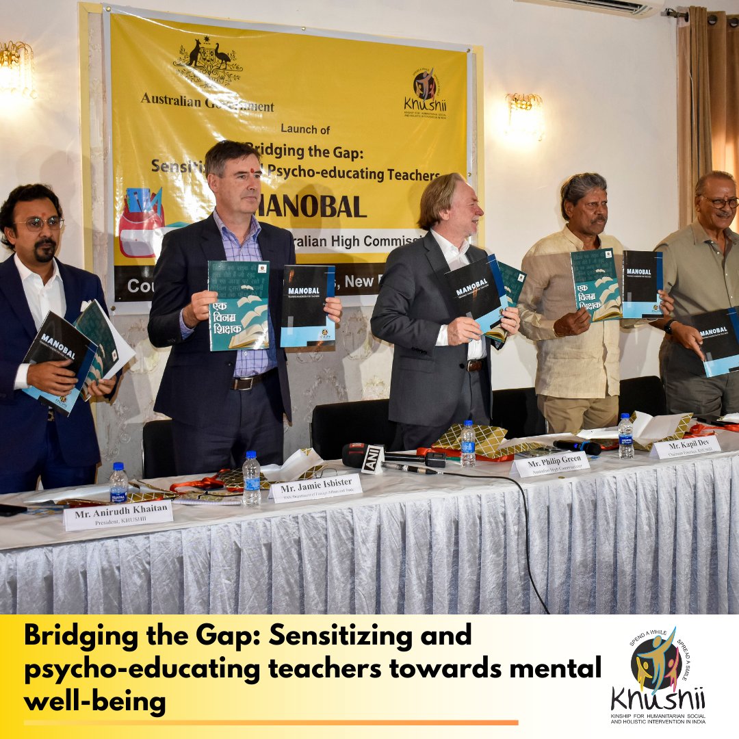 Here's a glimpse of a successful launch of our project Bridging the Gap: Sensitizing & psycho-educating teachers towards mental well-being. Thank you @AusHCIndia for your support. Thank you for your presence Mr Kapil Dev, @AnirudhKhaitan7, Mr Rajan Kapoor, and our community.