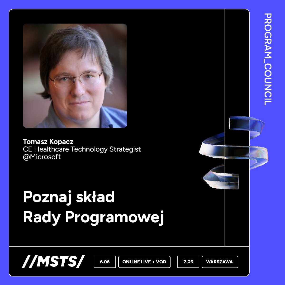 MSTechSummit's tweet image. #MSTechSummit #RadaProgramowa #Microsoft
Przedstawiamy @tomasz_kopacz (@Microsoft), który w tym roku zasiada w Radzie Programowej MS Tech Summit 2024!

Rejestracja już trwa! Nie zwlekaj i zarejestruj się już dziś! 💻
🔗mstechsummit.pl