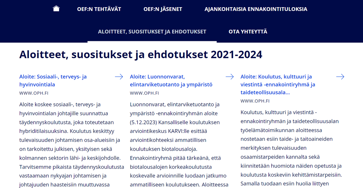 OEFoorumi's tweet photo. Osaamisen ennakointifoorumi on laatinut koulutuksen kehittämiseen liittyviä aloitteita ennakointitulosten pohjalta. Uusimmat aloitteet koskevat sosiaali-, terveys- ja hyvinvointialoja sekä biotalousaloja: https://t.co/L3uguMys6A
@Opetushallitus #OEFoorumi #ennakointi #ER1 #ER7 https://t.co/tub5tdCCKj