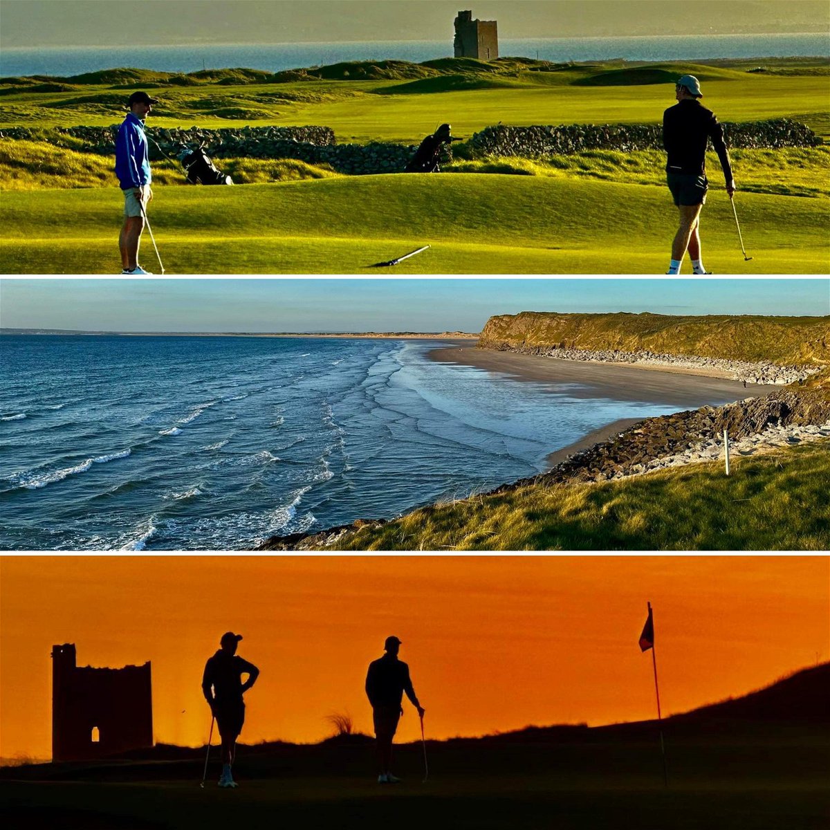 When the sun begins to set, even the golfers become part of the scenery. 🌅⛳ Can anyone out there help identify these swingmasters from yesterday's beautiful evening in Tralee? Thanks to Catherine White for sending us these beautiful images #TraleeGolfCourse #GoldenHour