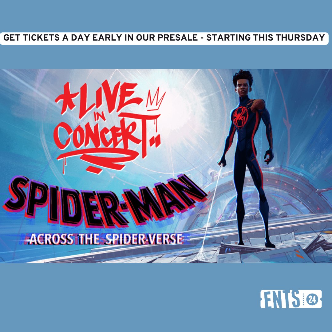 🚨 Calling all Spider-Man fans! 🚨🕷️ Get your tickets a whopping 24 hours early for 'Spider-Man: Across The Spider-Verse', touring the UK this summer! 🎟️ Our PRESALE starts on Thursday, April 25th at 10am: 👉 ents24.com/spider-man-acr… #SpiderMan #SpiderVerse #LiveConcert #marvel