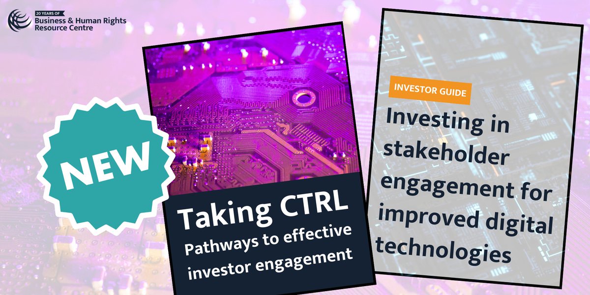 🆕 How can investors & digital rights groups work better together to ensure accountable digital technologies?
Meaningful stakeholder engagement is crucial for #tech investors, yet #DigitalRights groups report critical challenges interacting with investors. 2 new resources 📚 1/