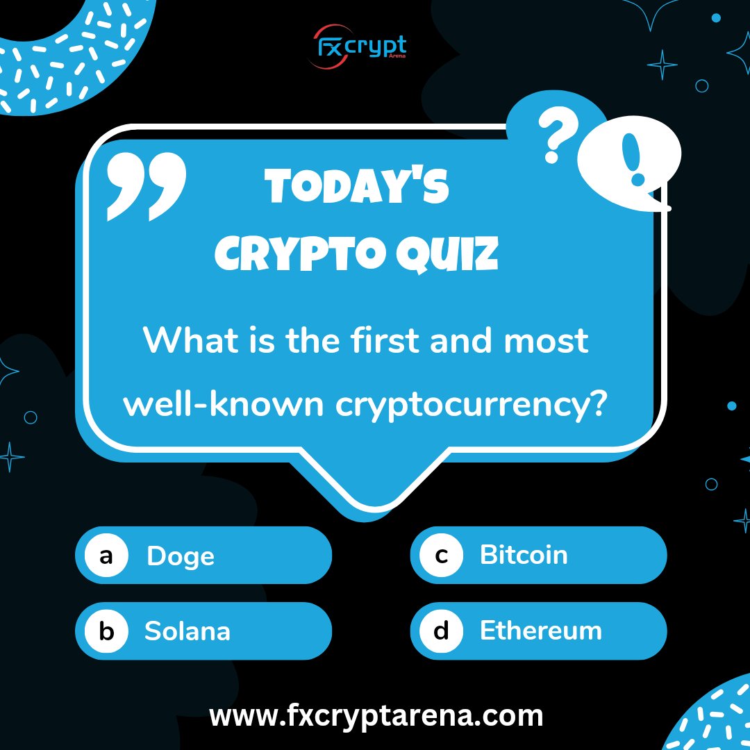 Test Your Crypto Knowledge!

What is the first and most well known Cryptocurrency?

a) Doge
b) Solana
c) Bitcoin
d) Ethereum

Comment your answer below, and let's see who's crypto-savvy! 

#cryptoquiz #blockchain #testyourknowledge #cryptocurrency #Binance #interactivepost