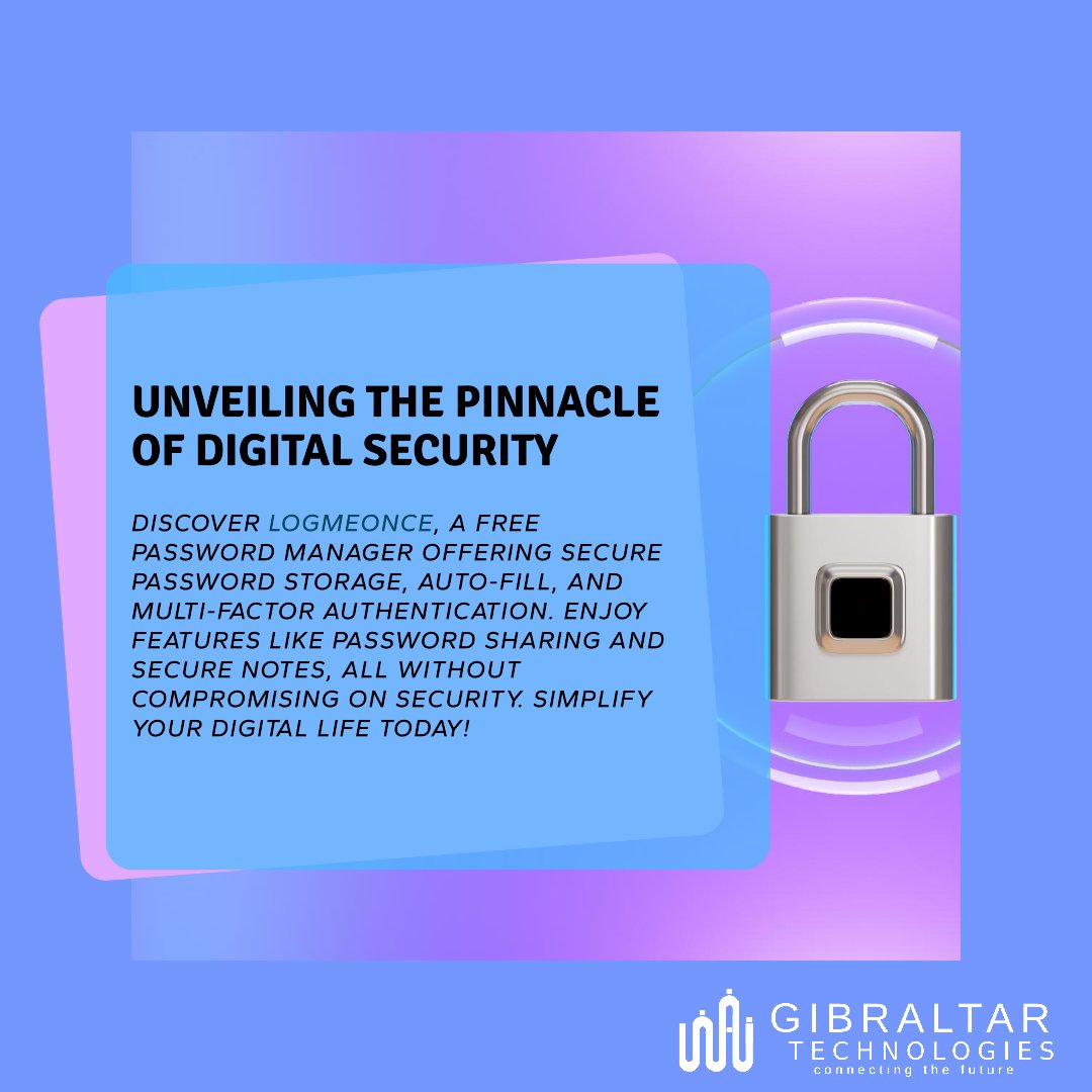 Gibraltar_Tech's tweet photo. #LogMeOnce #PasswordManager #CyberSecurity #DigitalSecurity #SecurePasswords #MultiFactorAuthentication #PasswordStorage #AutoFill #PasswordSharing #SecureNotes #OnlineSecurity #DataProtection #Privacy #IdentityProtection #OnlineSafety #TechSecurity #DigitalPrivacy #SecureLogin https://t.co/yFmKDcteb9