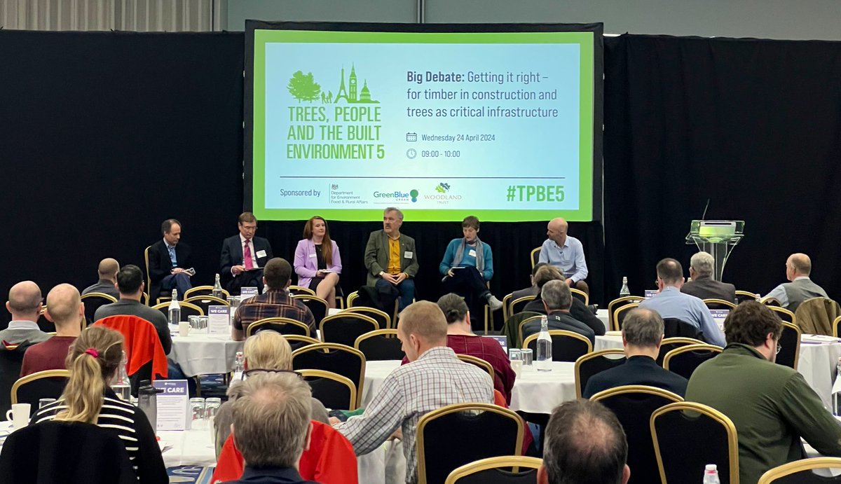 The second #BigDebate - getting it right for timber in construction and trees as critical infrastructure - has kicked off. Our panel: Duncan Baker-Brown FRSA RIBA Andrew Lawrence CEng MICE MIStructE Shona Smyth MICFor Katja Stille DipArch AssocRTPI Dirk Vennix MBA FCIPR #TPBE5