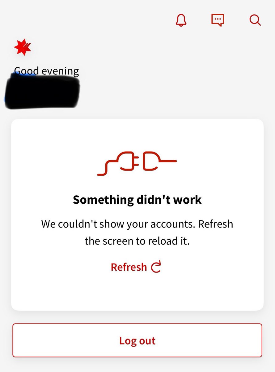 livwhite19's tweet photo. @NAB is the app still having problems? I’m not able to log in. Screenshot of error message below. Thanks! https://t.co/jE9BvayZAk