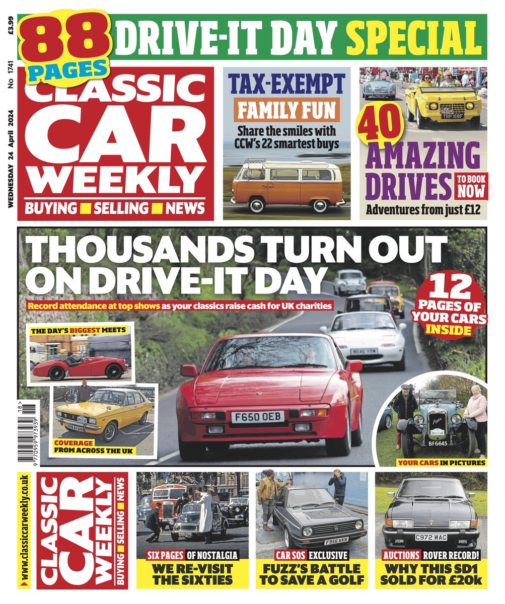 We're back with another bumper issue! Crammed into the 88 pages on sale now are your cars enjoying Drive It Day, our picks of tax-exempt family classics, 40 amazing drives and adventures for you to book right now, plus six pages of sixties nostalgia in The Way We Were.