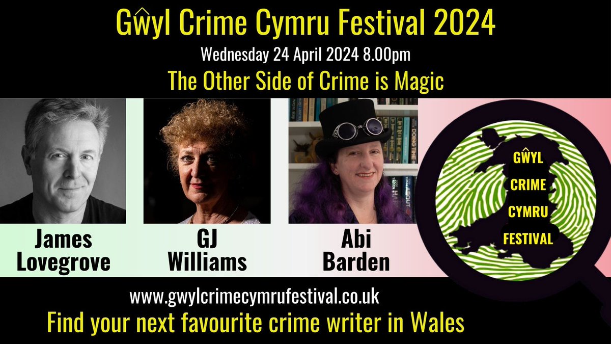 For the second of today's @GwylCrimeFest panels, and last of this year's festival, we enter the realm of magic and skulduggery and all manner of dark arts, with @JamesLovegrove7 @GJWilliams92 and @ShadesOfAether Free tickets here: ticketsource.co.uk/gwylcrimecymru…